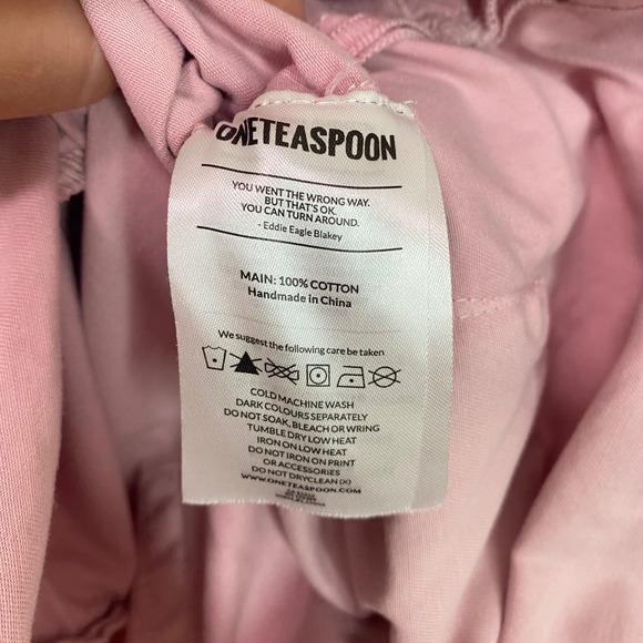 One Teaspoon Prophecy Romper Pink Cotton Utility Button Front Womens Size Small - Picture 10 of 12